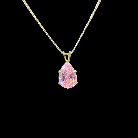 Swarovski Crystal Pink Teardrop Necklace Gold Gift Coquette NWT Holiday - Picture 5 of 8